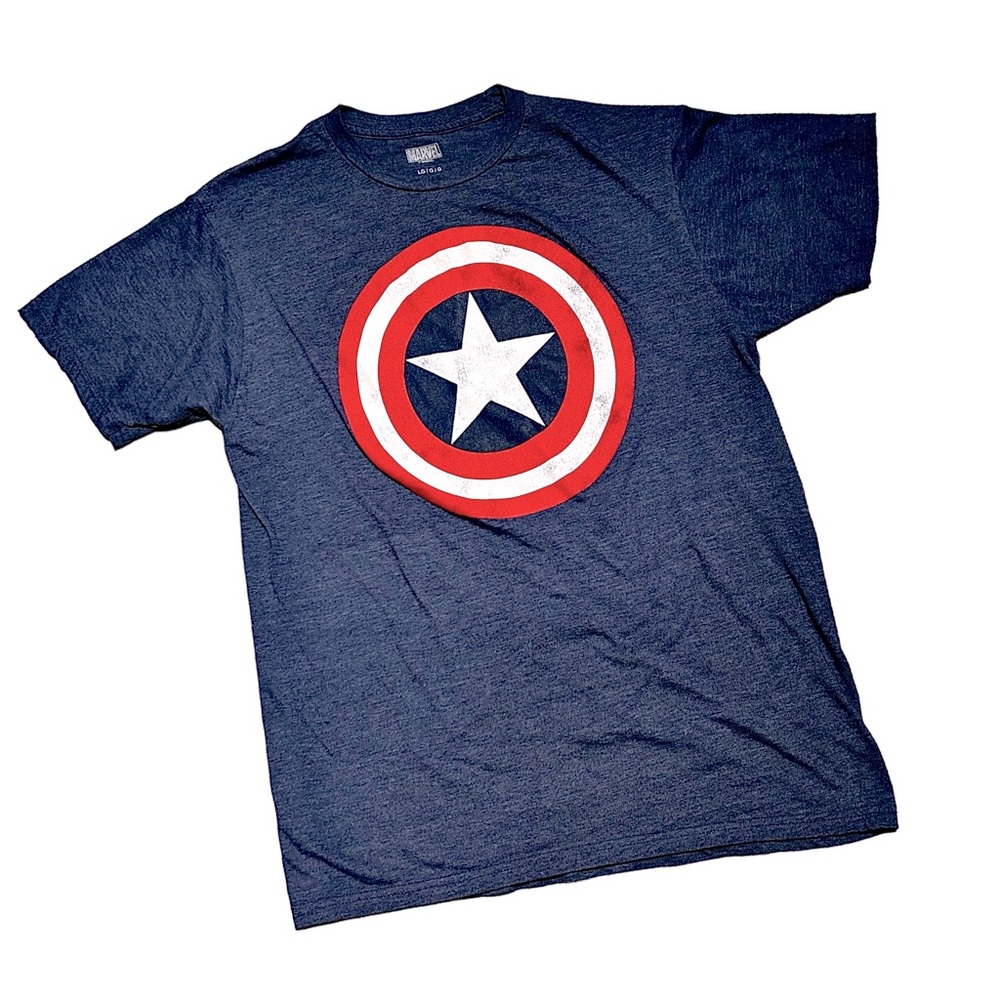 Captain America Star Distressed Logo Tee Size Large - Picture 2 of 5